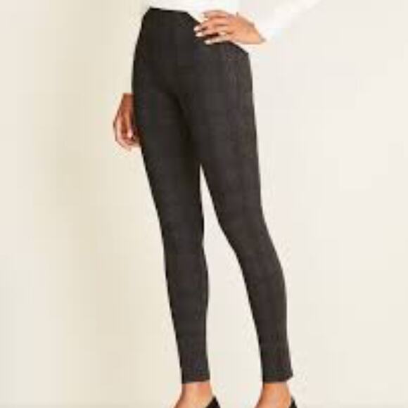 PETITE WINDOWPANE SEAMED PONTE SIDE ZIP LEGGINGS - Picture 1 of 2
